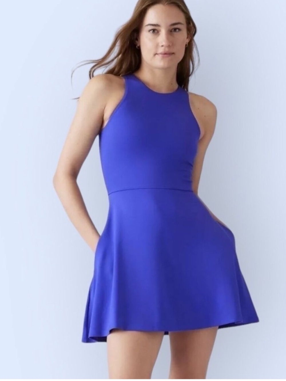 ATHLETA Conscious Athletic Dress Lazurite Blue Racerback UPF Pockets - Picture 2 of 14